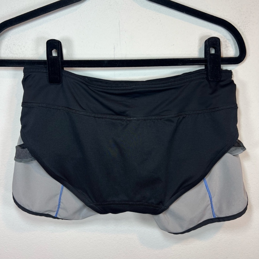 Lululemon 3" Speed Up Shorts Heathered Black / Black / Lakeside Blue Pocket Sz 4 - Picture 15 of 15